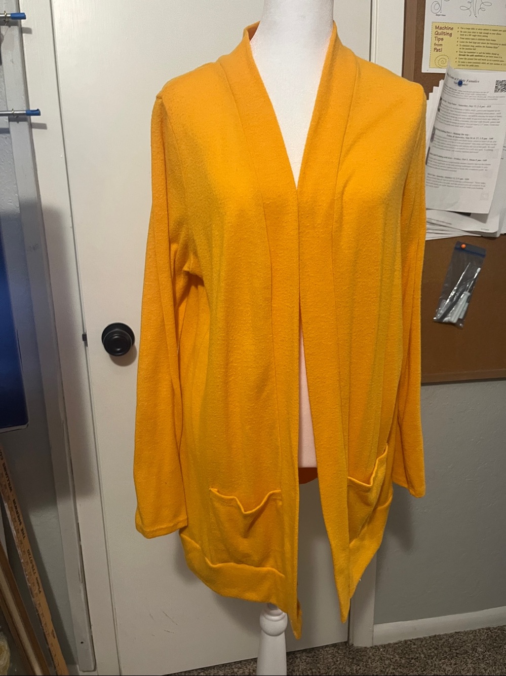 Rush yellow cardigan shawl collar